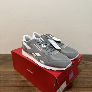 Reebok Herren Klassisch Nylon Lifestyle Turnschuhe Grau Weiß Größe 14 - Bild 1 von 10