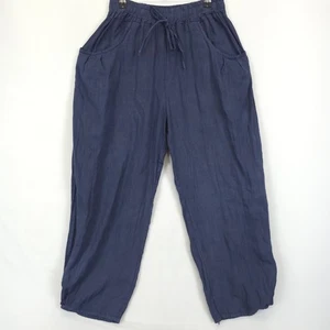 Leinen Luv Ankle Hose Damen S Gummibund leichte Taschen Italy Navy - Bild 1 von 11