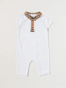 Burberry Baby White Short Sleeve Outfit Romper Girl Boy with Check Collar 12 Mos - Picture 1 of 2