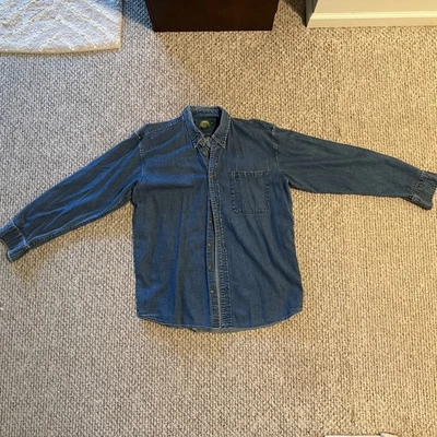 Vintage Cabela's Mens Sz L Tall Shirt Denim Button Up Pockets - Image 1 of 4