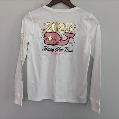 NEW Girl's Vineyard Vines Kids White and Gold Long Sleeve Shirt Medium - Image 1 of 4