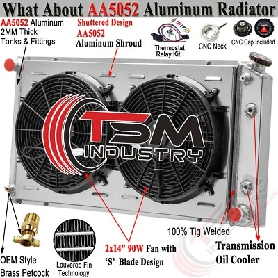 4 Row Radiator Shroud Fan For 1977-1992 Cadillac DeVille Pontiac Buick Brougham - Image 1 of 4