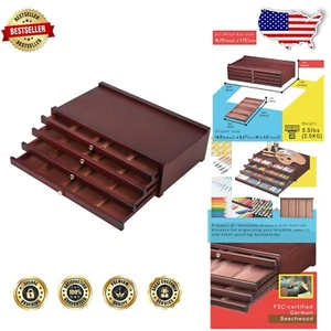 Stylish Wooden Pencil and Brush Organizer Box with Easy-Clean Removable Drawers - Picture 1 of 8