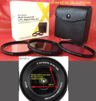 FILTER KIT 40.5mm CPL FL UV NEX-3N 3NL 5T 5N 5 3 C3 A5100 A6300 A6500 /16-50mm  - Image 1 of 4