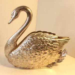 Vintage Godinger Italy Silver Plated Swan Bird Napkin Letter Holder figure 6.2" - Picture 1 of 9