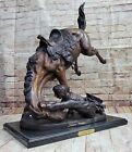 Lost Wax Large Statue "Wicked Pony" by Fredrick Remington on marble base