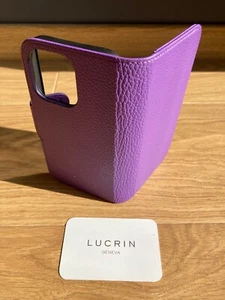 Étui portefeuille pour iPhone 14 Pro couleur lavande en cuire véritable grainé - Afbeelding 1 van 5