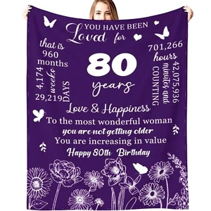 80th Birthday Gifts for Women Blanket Happy 80 Year Old Birthday Gifts Ideas ... - Picture 1 of 7