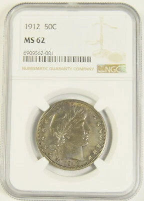 1912 Barber Half NGC MS-62 #62-001 - Image 1 of 2