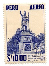 *Inca Manco Capac, founder of the empire, Blue stamp, Perú 1952, accept offers