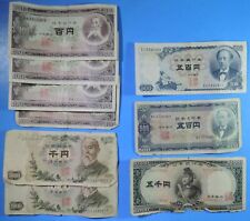 Lot of 9 Japan Japanese Notes 8400 Yen Face Total 100 500 1000 & 5000 Yen Notes