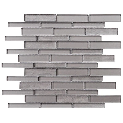 MODKET Taupe Gray Cold Spray Crystal Glass Textured Blended Mosaic Tile Wall Backsplash