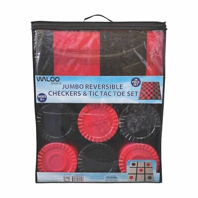 Waloo Sports Jumbo Reversible Checkers/Tic Tac Toe Play Set - NEW - Image 1 of 3