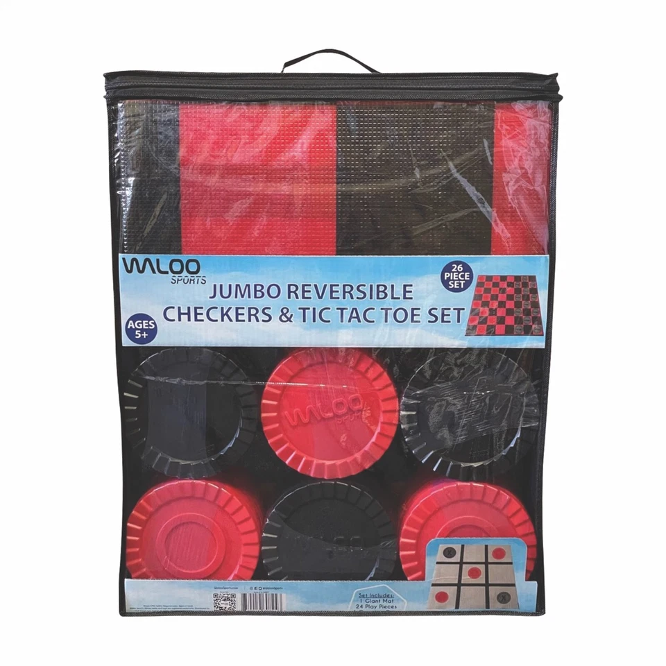 Waloo Sports Jumbo Reversible Checkers/Tic Tac Toe Play Set - NEW - Image 1 of 3