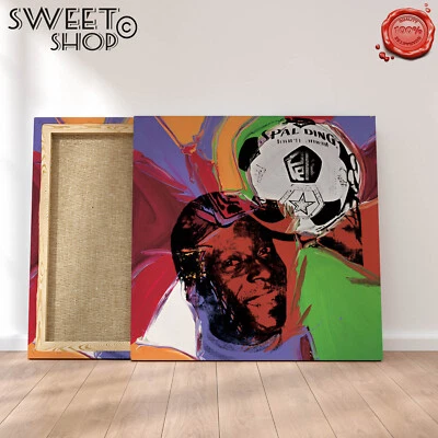 QUADRO PELE' POP ANDY WARHOL CAMPIONE BRASILE  ART  ICONA STAMPA SU TELA CANVAS - Image 1 of 2