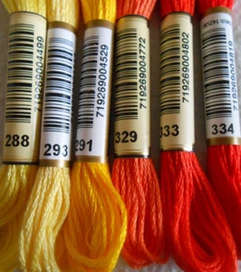 Anchor Six Stranded Threads Pack of 6 Yellow to Orange Similar colour numbers - Picture 1 of 1