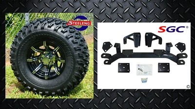 STEELENG EZGO Medalist/TXT/PDS GAS GOLF CART 4" LIFT KIT + 10" WHEELS and 22" AT TIRES