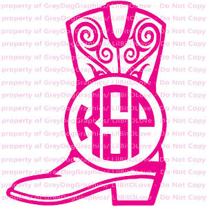 Boot Cowgirl Monogram Decal Rodeo Your Initials Letters Personalized Sticker