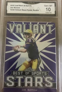 Joe Burrow 2020 Leaf Best of Sports Purple 13/20 #VS-01 RC Bengals. Graded as 10 - Picture 1 of 2