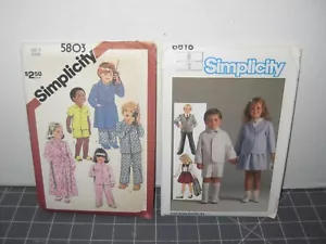 Simplicity 6816 y 5803 Niños Niñas Talla 5 Falda Pantalones Chaqueta Vestido y PJs De Colección Años 80 - Imagen 1 de 6