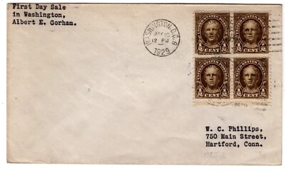 #653 Nathan Hale 1929 FDC - Planty Unlisted Albert Gorham  - Image 1 of 2