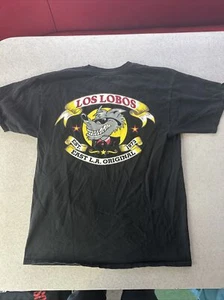 T-shirt Los Lobos East LA originale logo La Wolf nera taglia L rock latino - Foto 1 di 4