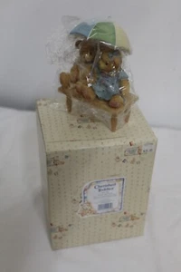 Paraguas de peluche Cherished 302791 CARTER AND ELSIE 2 osos bajo un banco 1997 - Imagen 1 de 2