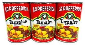 La Preferidia Schweinefleisch & Rindfleisch Tamales mit Sauce 15 Unzen (3 Dosen) - Bild 1 von 1
