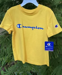 NWT Champion Boys Short Sleeve Logo T- Shirt Team yellow Size 6 - Picture 1 of 4