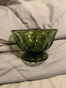 Vintage Pressed Green Colored Glass Candy Dish - Picture 1 of 9