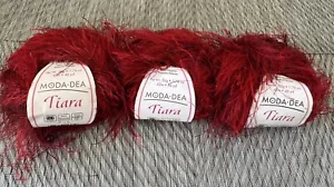 Moda Dea TIARA Yarn - Eyelash Yarn - Color#4932-Red Hot 50g/46yds Lot of 3 - Picture 1 of 6