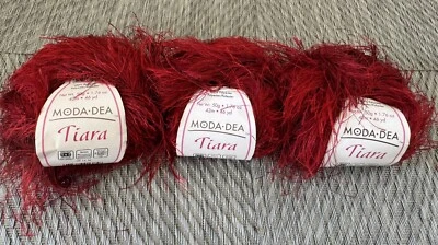Moda Dea TIARA  Yarn - Eyelash Yarn - Color#4932-Red Hot 50g/46yds Lot of 3 - Image 1 of 4