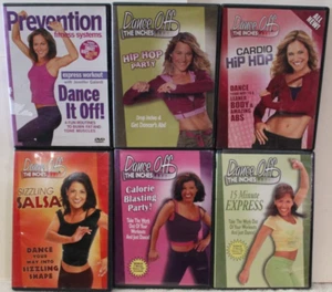 6 workout DVD lot Dance off the inches Prevention Jennifer Galardi cardio hip - Imagen 1 de 8