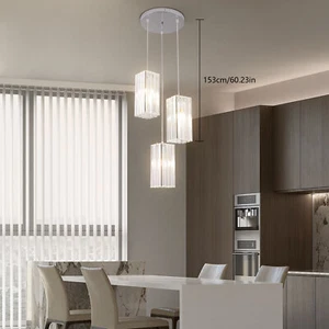 3-light Silver,Clear Ceiling Light Modern Pendant Light Pendant Light Fixture - Picture 1 of 24