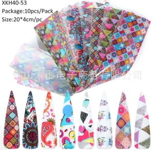 10Pcs Colorful Nail Art Transfer Foil Sticker Transfer Manicure DIY Women Beauty - Picture 1 of 13
