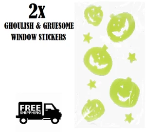 Halloween Pumpkin Glow in the Dark Gel Window 18 Stickers, Wall Decoration - Picture 1 of 1