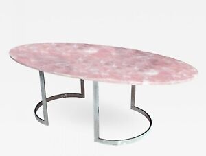 Oval Marble Lawn Table Top Rose Quartz Epoxy Art Coffee Table with Elegant Look
