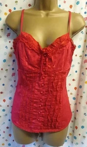 Morgan De Toi Red Size UK 8 10 Camisole Strappy Embroidered Summer Y2K Top BNWTS - Picture 1 of 9
