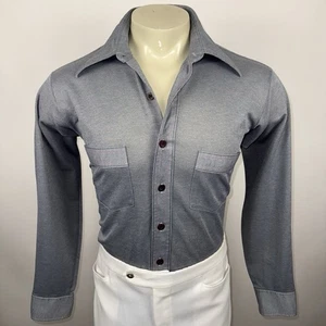 Arrow Carlton Shirt Stretch Polyester Vintage 70s Disco Club Nik Mod Mens Large - Picture 1 of 16