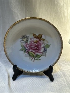 Royal Sealy ?China Tazón de oro cepillado recortado (8 1/4") rosa rosa, corazón en relieve - Imagen 1 de 5