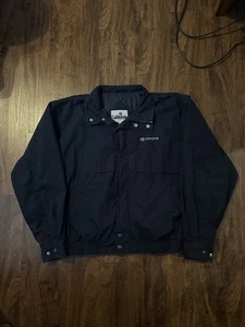 Chaqueta cortavientos vintage Toyota para hombre mediana azul marino cremallera completa años 90 - Imagen 1 de 8