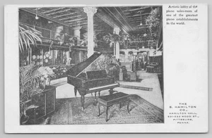 Pittsburgh PA S. Hamilton Piano Store Sales Room Pennsylvania Postcard 1910's - Picture 1 of 4