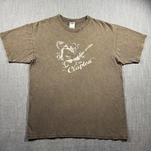 Eric Clapton Shirt Mens Large Brown Anvil Graphic Rock Band Faded Tee Music - Afbeelding 1 van 11