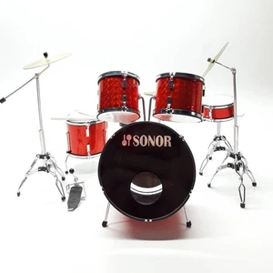 1/6 Miniature Drum Set Sonor Style Red Metallic Music Diorama Display Prop GIFT - Picture 1 of 2