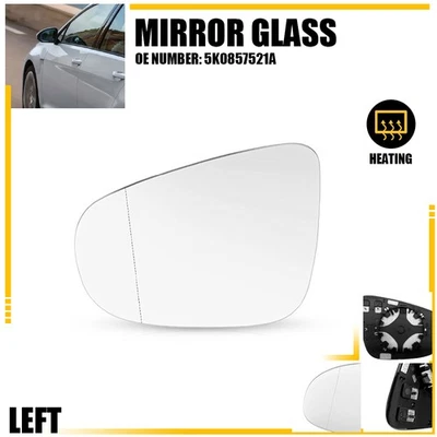 Espejo retrovisor de vidrio para conductor lado izquierdo térmico para Volkswagen Golf 2010-2014 5K0857521A EE. UU. Foto 1 de 4