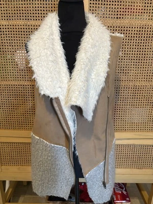 Anthropologie Womens Saturday Sunday Tan/gray Sherpa Lined Vest Size Small - Image 1 of 4