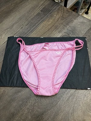 NUEVO CON ETIQUETAS DE COLECCIÓN Victoria's Secret ROSA Rayas Doble Cuerda Bikini Bragas GRANDES De Colección Foto 1 de 4