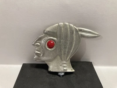 New Cast Pewter Indian Head with Red dot, Bicycle, Motorcycle fender ornament - Image 1 of 4