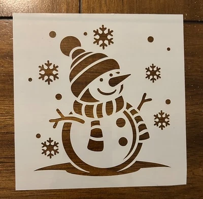 Snowman and Snowlakes Reusable 10 MIL Laser Cut Mylar Stencil Craft Supplies - Image 1 of 2