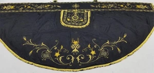 Vinatge französischer handbestickter Priester Klerus schwarz Kope 504 x 145 cm - Bild 1 von 13